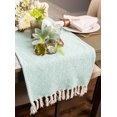 thumbnail image 7 of Contemporary Home Living Diamond Cascades Woven Cotton Table Runner - 72" - Aqua and White, 7 of 7