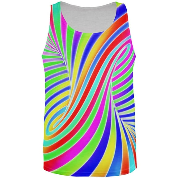 Rainbow Trippy Swirl All Over Mens Tank Top Multi SM