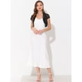 thumbnail image 3 of Satén Shrug Bolero Cap Sleeve Business Open Front Crop Cardigan para mujer Negro XL, 3 of 5