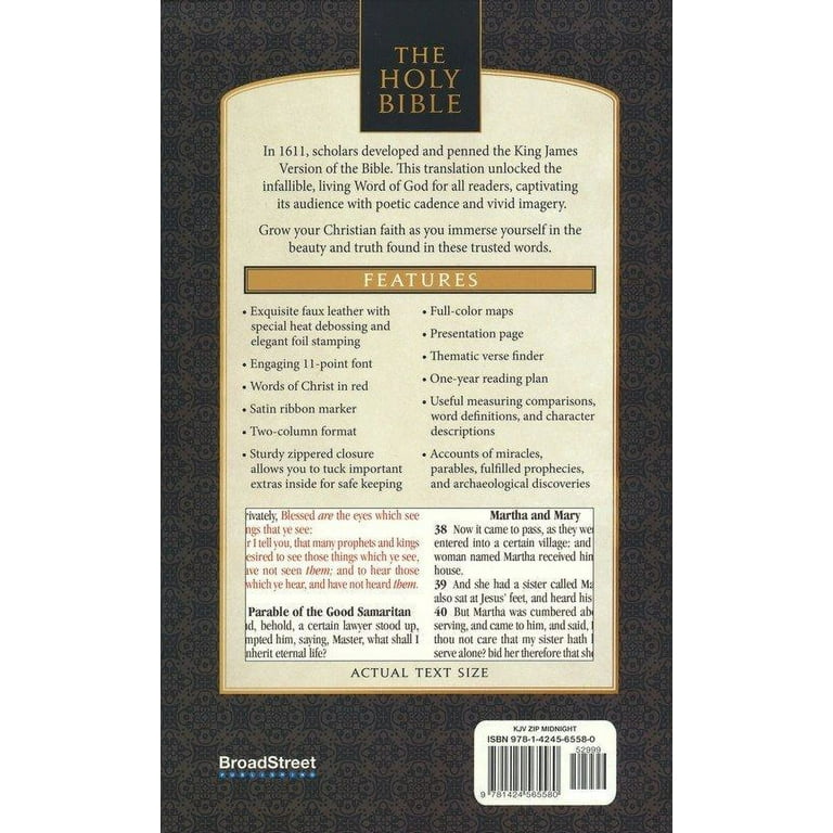 KJV Holy Bible Zip Midnight (Hardcover) - Walmart.com