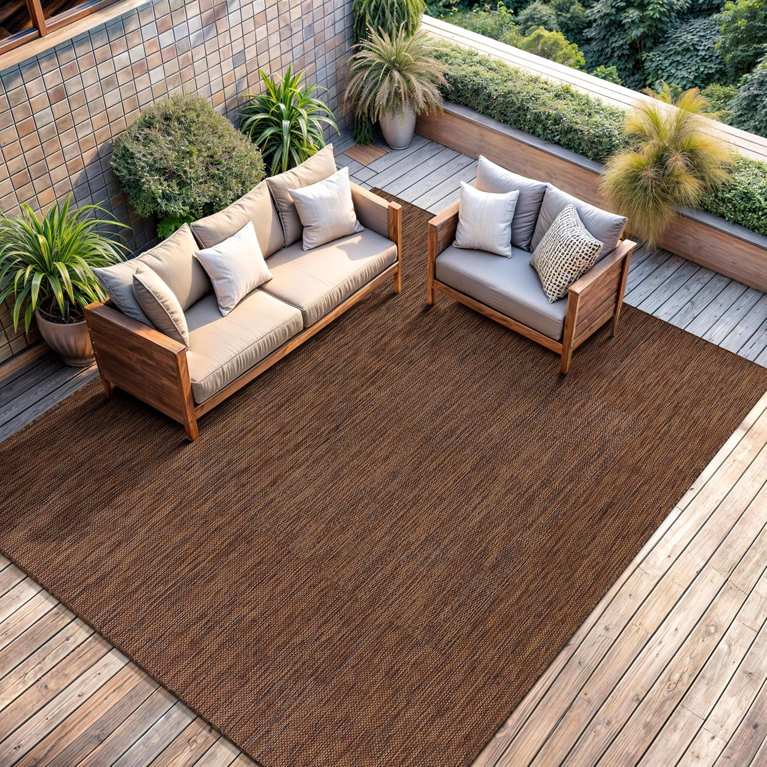 CAMILSON Solid Washable Waterproof Outdoor Indoor Area Rug Gold 9x12