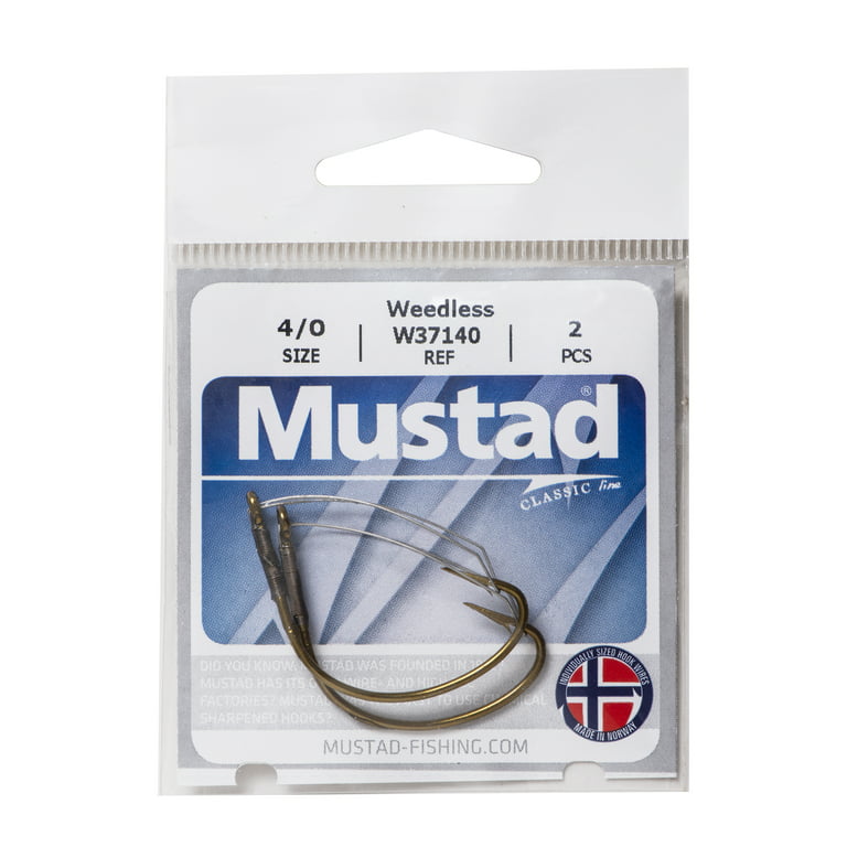 Mustad Weedless Wide Gap Hook (Black Nickel) - Size: 4/0 2pc