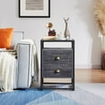 thumbnail image 2 of VECELO Set of 2 Glass Top Nightstand with 2-Drawer, Modern Side End Table with Open Storage Shelf for Bedroom Living Room Office, Charcoal Gray, 2 of 8