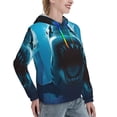 thumbnail image 6 of Fotbe Open-Mouthed Shark Pattern Womens Long Sleeve Hoodie, Pullover Hooded Sweatshirt, Kangaroo Pocket Hoodie with Eye-catching Drawstrings-X-Large, 6 of 7