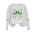 thumbnail image 3 of YueHuiYing Women's Oversized Hoodless Sweatshirt with Clover Print Crew Neck Long Sleeve St. Patrick's Day Fashion Top, 3 of 4
