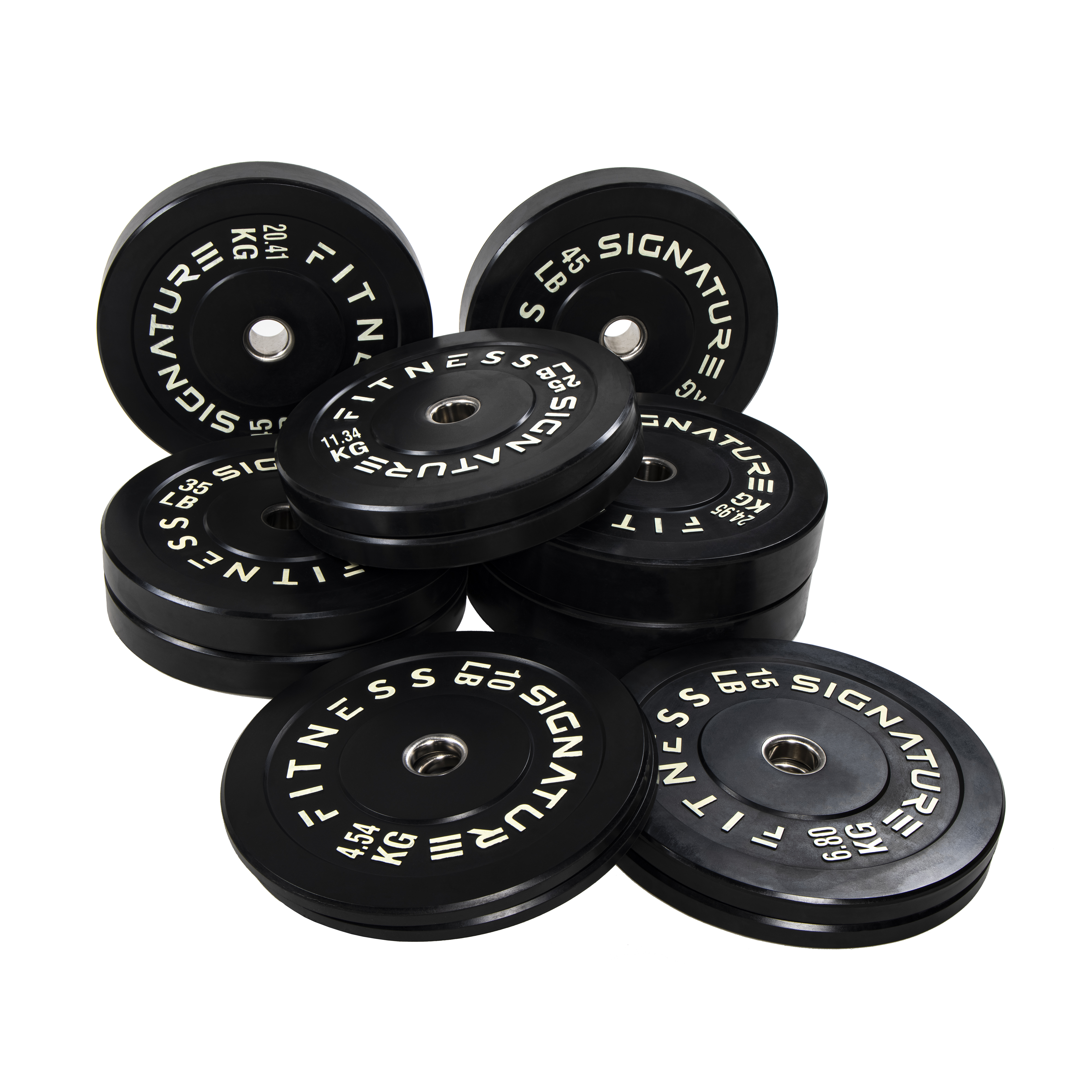 Signature Fitness 2" Olympic Bumper Plate Weight Plates with Steel Hub in Pairs or Sets - 100% Virgin Rubber
