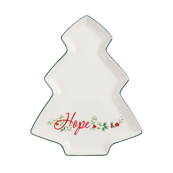 Pfaltzgraff Winterberry Stoneware 9.75 in Tree Serving Plate Hope