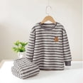 thumbnail image 3 of DHFJKG Boy Girl Striped Fuzzy Winter Outfit 2 Piece Sets Long Sleeve Crewneck Pullover Elastic Waist Ankle-Tied Pants Home Relaxation Outfits For Kids 3-16 Years Old Comfort Outfit, 3 of 3