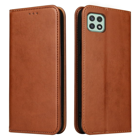 Wallet Case For Samsung A22 5G, Case Wallet-High Quality Leather Magnetic Closure Case-RFID Blocking Card Holders-Shockproof TPU Shell Folio Cover Women Men For Samsung Galaxy A22 5G, Brown