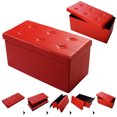thumbnail image 1 of Costway Faux Leather Large Folding Storage Ottoman Pouffe Box Stool Red, 1 of 5
