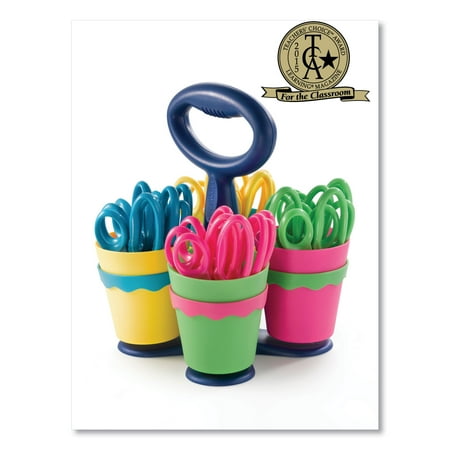 Acme Scissor Caddy With Kids' Scissors, 5" Long, 2" Cut Length, Assorted Straight Handles, 24/set Acm14756
