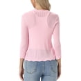 thumbnail image 3 of INSPIRE CHIC Tie Front Shrug Sweater for Women Crop Cardigan Knit 3/4 Sleeve Open Front Casual Elegant Cardigans XL Light Pink, 3 of 6