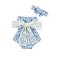 thumbnail image 1 of goowrom Bébé Fille Tenue, Impression Noeud Décoration Bustier Sans Manches Romper, 1 of 9