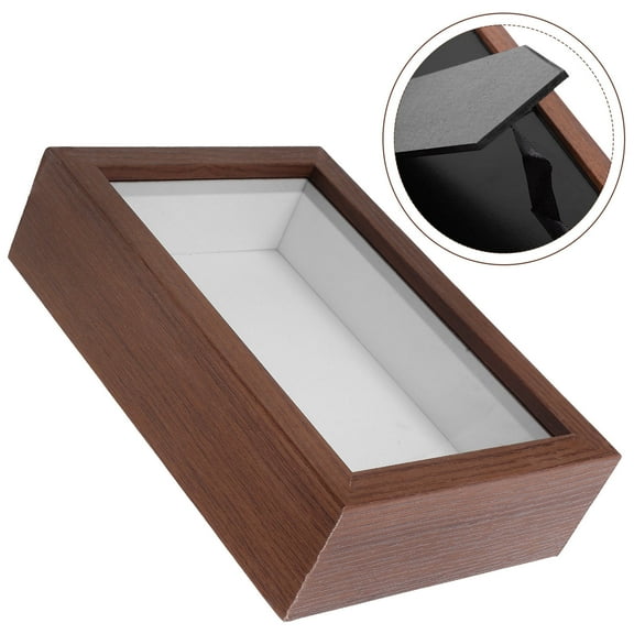 OUNONA Wooden Shadow Box Frame for Dried Flowers and Specimens Multi Versatile Wall or Tabletop Display 7.8 Inches