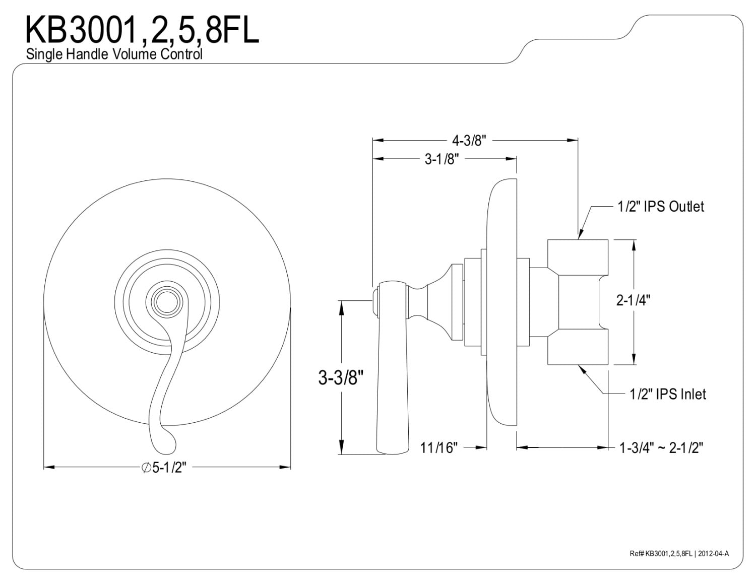 Kingston Brass KB3002FL Volume Control, Polished Brass