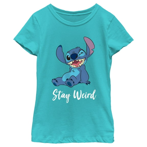 Girl's Lilo & Stitch Stay Weird Stitch Graphic Tee Tahiti Blue Large