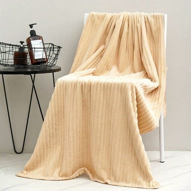 Zhuge Juego de 3 toallas de baño de lujo, suaves y afelpadas, de jacquard, de secado rápido (beige, toalla de baño)