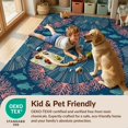 thumbnail image 4 of Design&I 8'x10' Washable Area Rug Extra Large Skid-Resistant Low Profile Ocean Coral Reef Border Nautical Seashell Fish Turtle Refined Structured for Living Room, Family, 4 of 7