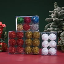 Christmas Balls, 6pcs Red Glitter Foam Ornaments Set Lightweight Hanging Decorations for Christmas Tree Holiday Party Home Decor 2025