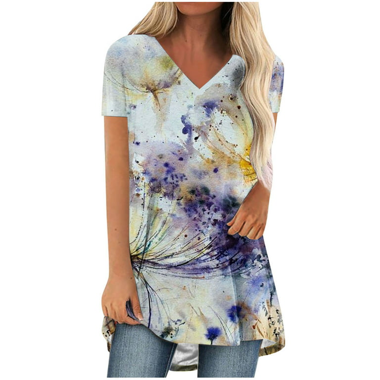 Womens T Shirt Graphic Tees Dressy Casual Short Sleeve Crewneck Tops Summer  Tie Dye Print Loose Fit Tunic Blouses, Best Seller-z#01 Black, X-Large :  : Clothing, Shoes & Accessories