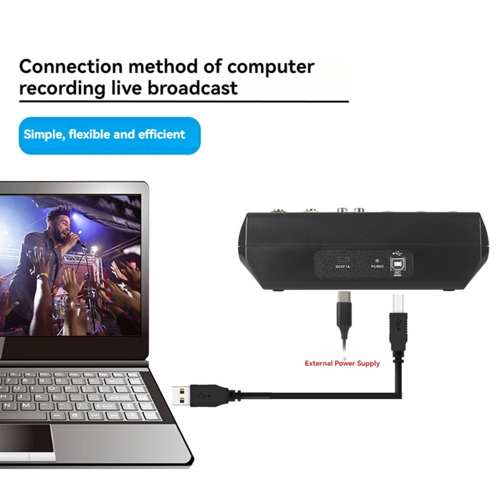 A5 Live SoundCard Mixing Console Mixer for Live Streaming DJ Audio Equipment Professional Audio 5Channel Sound Mixer(US)
