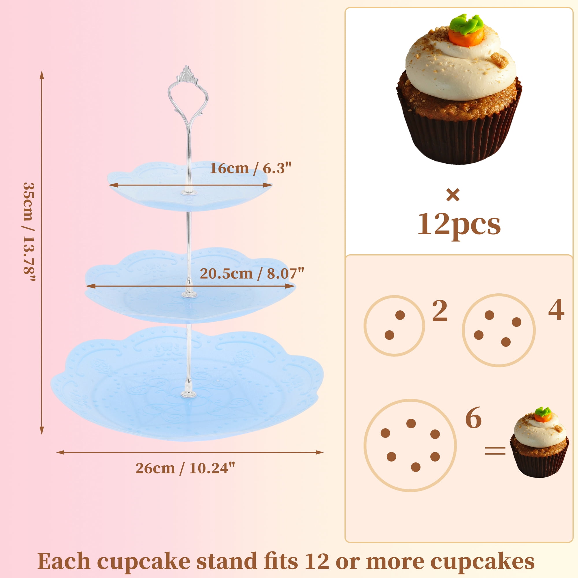 Unique Bargains 3 Tier Dessert Cupcake Stand Holder Round Cake Holder for Donuts Fruits