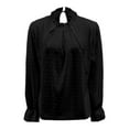 thumbnail image 3 of Adeawade Womens T Shirts Long Sleeve Solid Color Tops Round Neck Classic Tee Clothes L Black, 3 of 5