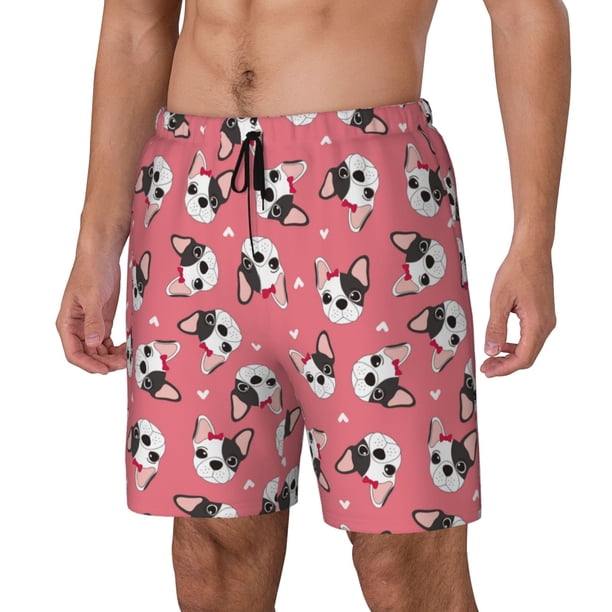 Balery French Bulldog Face Bañador para hombre, shorts de playa de secado rápido con entrepierna y forro de compresión-Medium