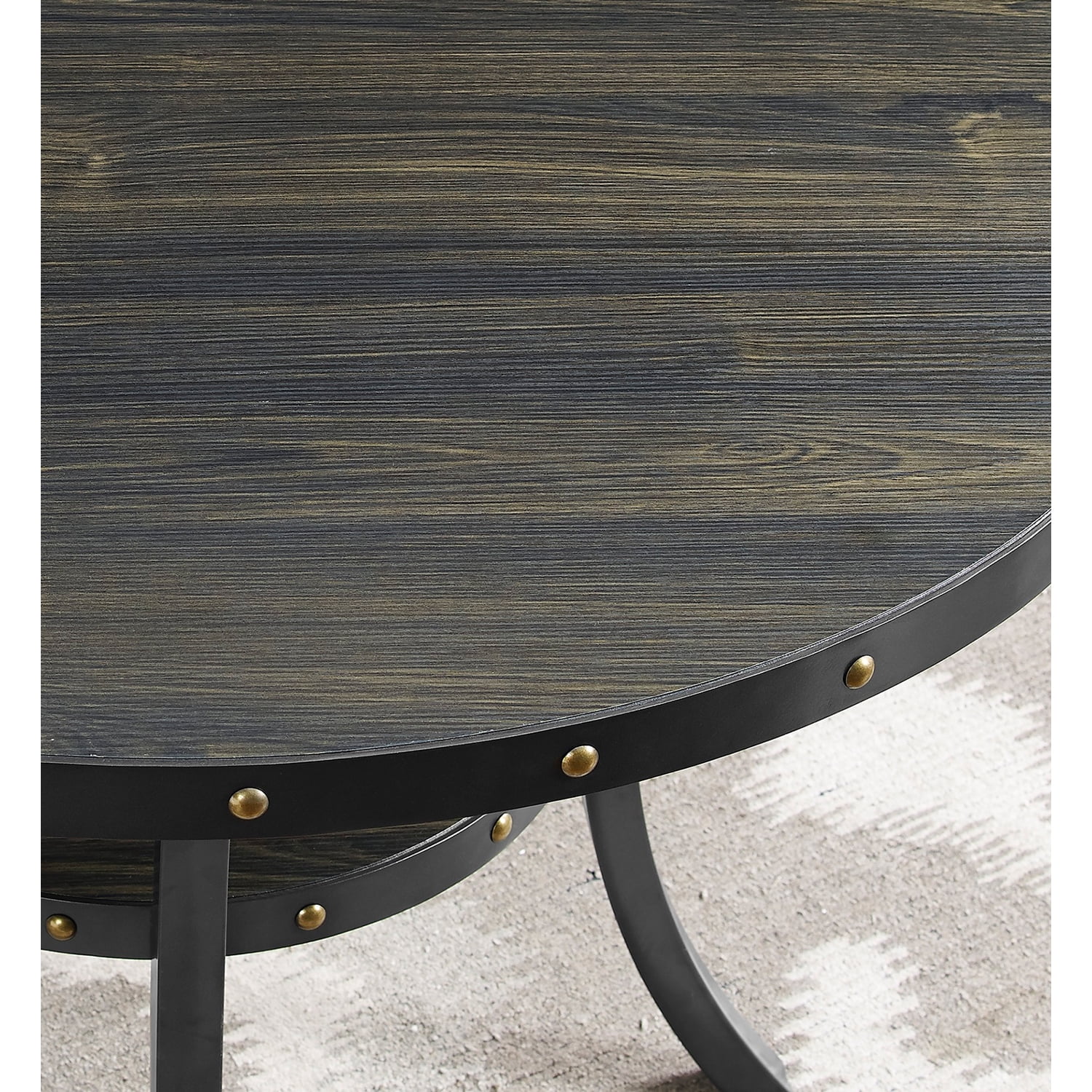 Roundhill Furniture Biony Espresso Wood Nail Head Trim End Table