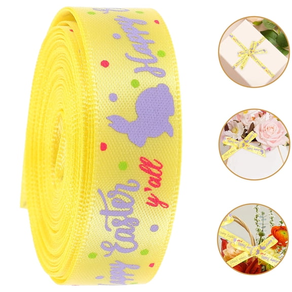 Hytrove Spring Easter Ribbon Yellow Decorative Ribbon for Wrapping and DIY Craft Decorations
