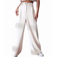 thumbnail image 2 of Women'S Dressy Trousers Solid Color Straight Leg Suit Pants White Color L, 2 of 9