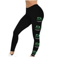 thumbnail image 4 of lcziwo Womens St Patricks Day Leggings Shamrock Leaves Print Pant Slim Fit Tummy Control Workout Leggings Irish Green Yoga Pants Black XXL, 4 of 6