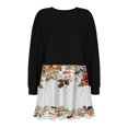 thumbnail image 4 of DecSea Women Oversized Patchwork Sweatshirt Dress Long Sleeve Drop Shoulder Crewneck Pleated Color Block Mini Dress, 4 of 5