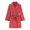 thumbnail image 4 of Lovskoo Womens Winter Coats Double Breasted Pea Coat Turn Down Collar Long Sleeve Casual Coat Cardigan Trench Coat Overcoat Hot Pink, 4 of 8