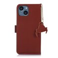 thumbnail image 3 of Nalacover for iPhone 13 Synthetic Leather and Soft TPU Case,360 Protection Flexible Luxury Magnetic RFID Flip Wallet Card Slots Kickstand Shockproof Cover with Cute Pendant.For iPhone 13,Coffee, 3 of 8