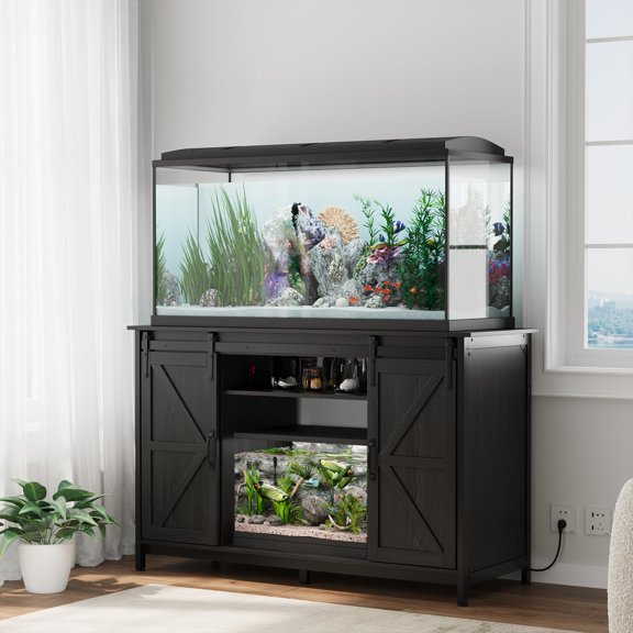Soporte para pecera VOWNER Farmhouse 208-284L con toma de corriente negro
