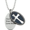 Personalized Planet Two-Tone Engraved Double Oval Cross and Tag Stainless Steel Pendant, 20"