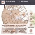 thumbnail image 4 of Omniberg Double Egg Swing Chair with Stand, Oversized 2-Person Outdoor Indoor Hanging Hammock Swing Chairs with Removable Fluffy Cushions, Porch Swing Loveseat for Balcony Indoor Yard, Beige/Beige, 4 of 7