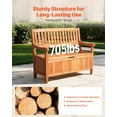 thumbnail image 5 of Rustic Outdoor Storage Bench | 33 Gallon Waterproof Wood Deck Box | 2-Seater Patio Furniture & Cushion Organizer, 5 of 11