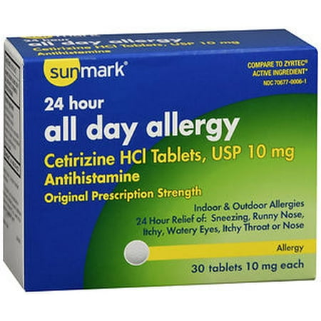 Sunmark 24 Hour All Day Allergy Tablets, 10 mg, 30 Count
