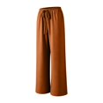 thumbnail image 5 of Endives Women's Wide Leg Pants Textured Elastic High Waisted Solid Color Flared Elegant Casual Pants Orange, 5 of 7
