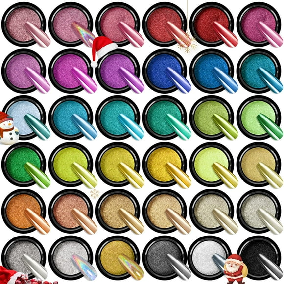 Set de polvos de uñas cromados SAVILAND con espejo metálico de 36 colores