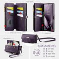 thumbnail image 3 of funda Billetera para Samsung Galaxy S24 Ultra con Ranuras [Bolsillo con Cremallera con Ranura para Efectivo de 9 Tarjetas] Cierre magnético, Correa Desmontable, Pata de Cabra,Bloqueo RFID y TPU, 3 of 9