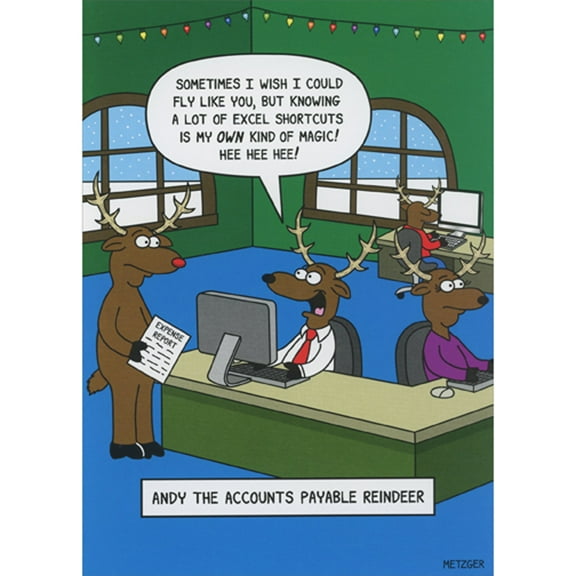 Oatmeal Studios Andy the Accounts Payable Reindeer Box of 10 Humorous / Funny Christmas Cards