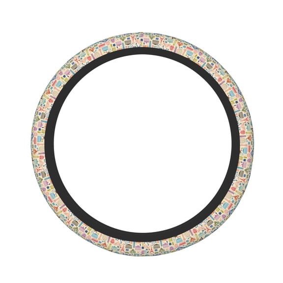 Naloa Famous Places Elastic Steering Wheel Cover, Auto Steering Wheel Cover – 15 Inch , Comfortable Grip, Fit Suvs,Vans Cars,Trucks