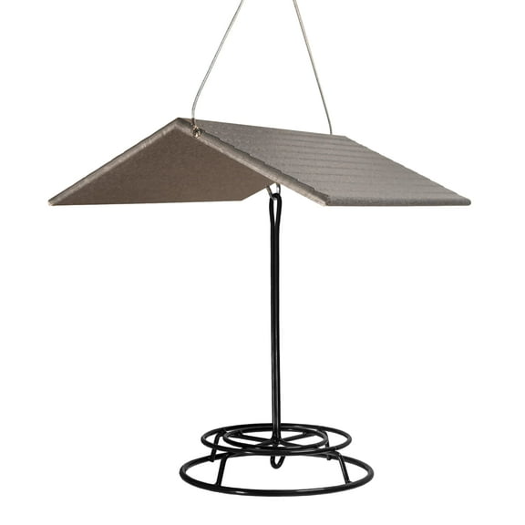 JCs Wildlife Large Weather Cover and Bird Seed Cylinder Feeder Combo Set - Keep Seed Cylinders Dry! (Gray)