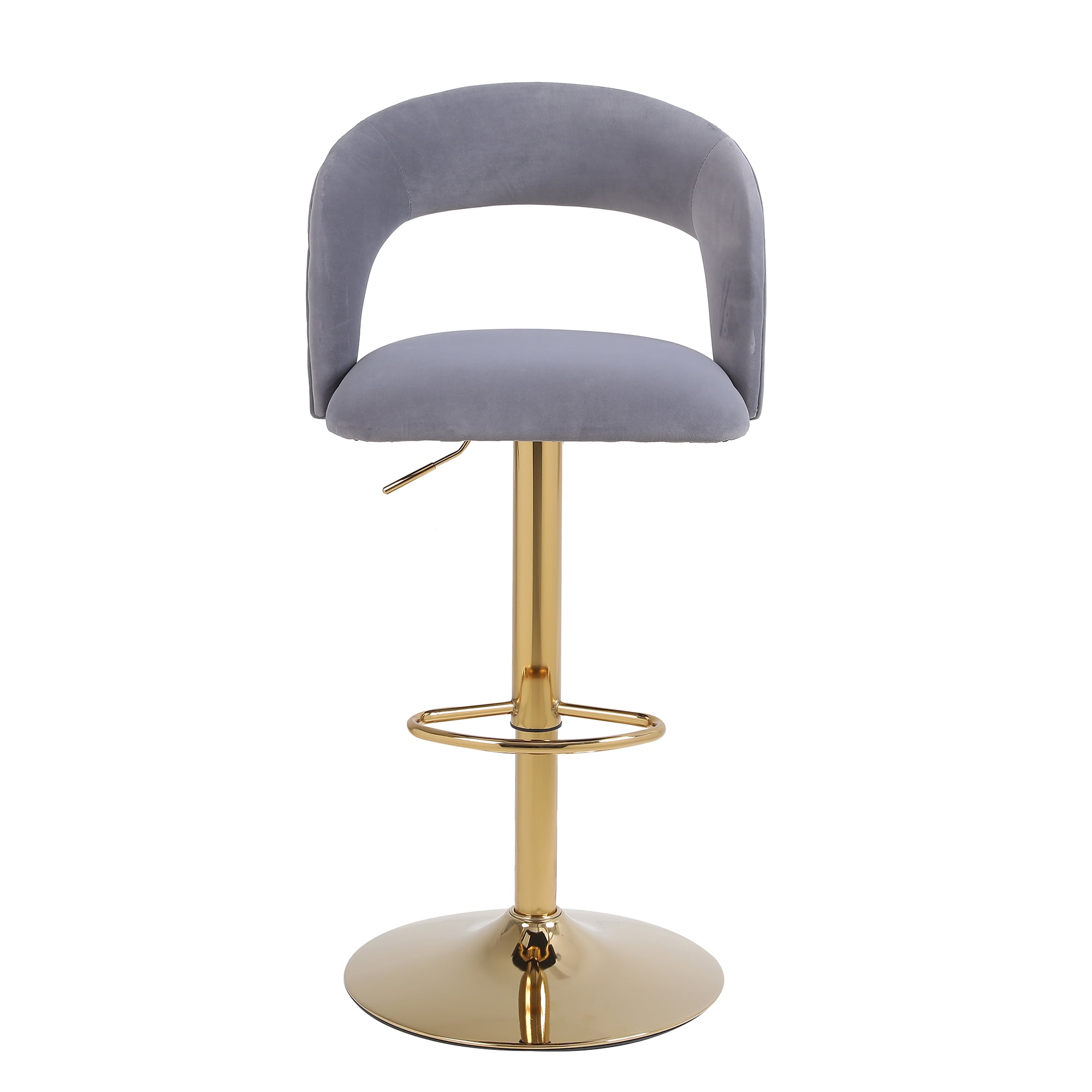 YYAo Swivel Bar Stools Chair Set of 2, Modern Adjustable Counter Height Bar Stools, Velvet Upholstered Stool with Back& Footrest for Kitchen, Grey YYAo Swivel Bar Stools Chair Set of 2, Modern Adjustable Counter Height Bar Stools, Velvet Upholstered Stool with Back& Footrest for Kitchen, Grey