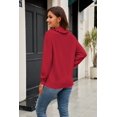 thumbnail image 4 of NAYTOAO Women Ruffle Collar Polo Knit Sweater Long Sleeve Button Pullover, 4 of 7