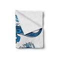 thumbnail image 2 of Fantasy Soft Flannel Fleece Throw Blanket, Dragon Mythical Creature Japanese Culture Folk Print, Cozy Plush for Indoor and Outdoor Use, 50" x 60", Pale Blue Dark Blue, by Ambesonne, 2 of 6