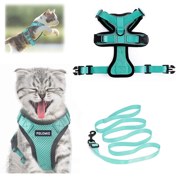 Bufanda para gato con correa, bufanda y correa para gato, bufanda ajustable para gato, bufanda para gato y chaleco transpirable para collar, adecuada para gatos europeos, artículos para mascotas